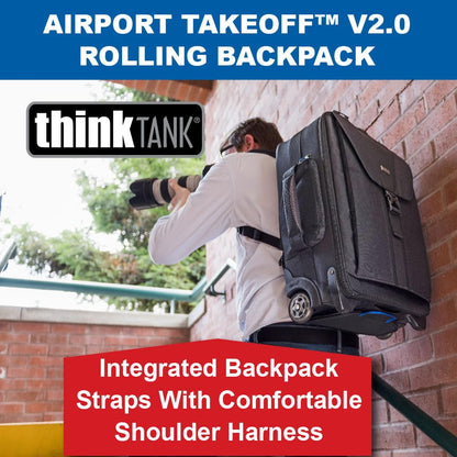 Think Tank Airport TakeOff V2 2 Wheel Rolling Carry-On Camera Shoulder Bag for Photography and Video Equipment - Black