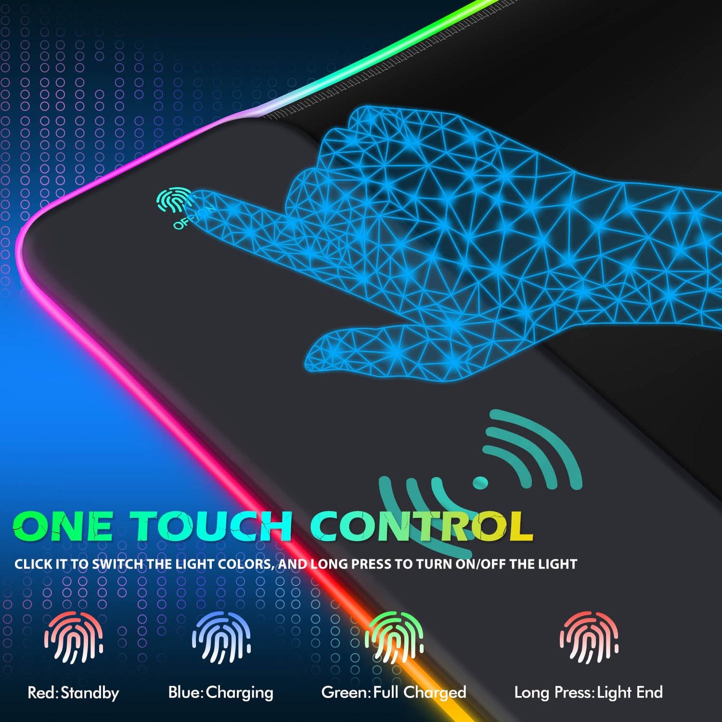 ToLuLu RGB Gaming Wireless Charging Mouse Pad, 5/7.5/10/15W 10 Light Modes LED Mouse Pad Computer Keyboard Mat Mousepad, 800x300x4MM Extended Large Desk Mat for Gaming, MacBook, Laptop, PC, Galaxy