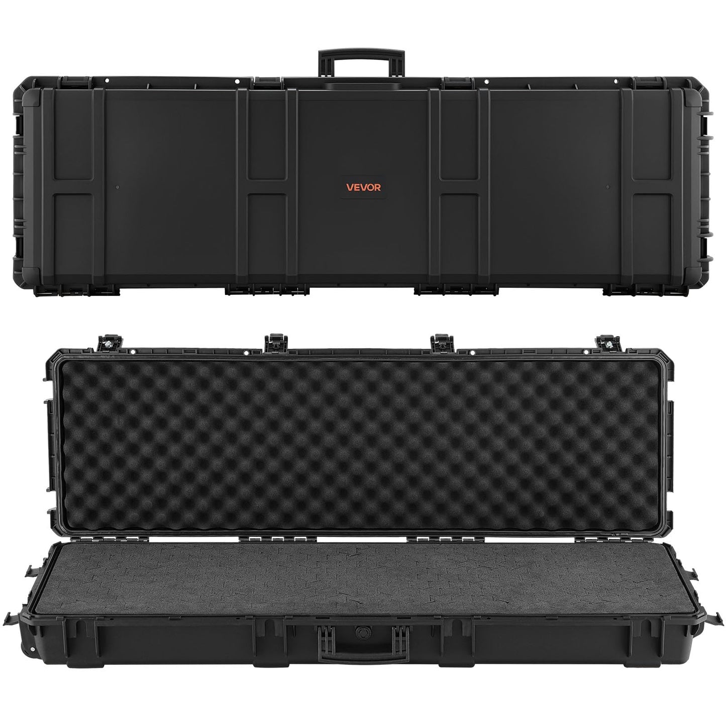 VEVOR Rifle Case, Rifle Hard Case with 4 Layers Fully-protective Foams, Detachable XPE Foam, 50 inch Lockable Gun Storage with Wheels, IP67 Waterproof & Dustproof, for Rifle, Shotgun, Black