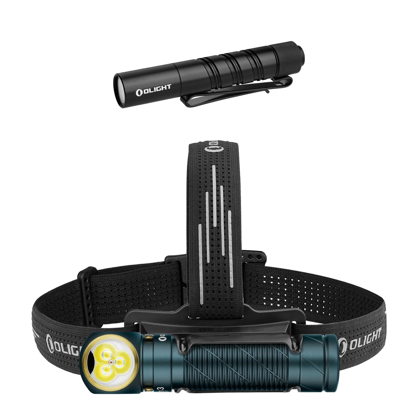 OLIGHT Perun 3 Rechargeable Headlamp Flashlight Bundle with I3T 2 EOS Pocket EDC Flashlight