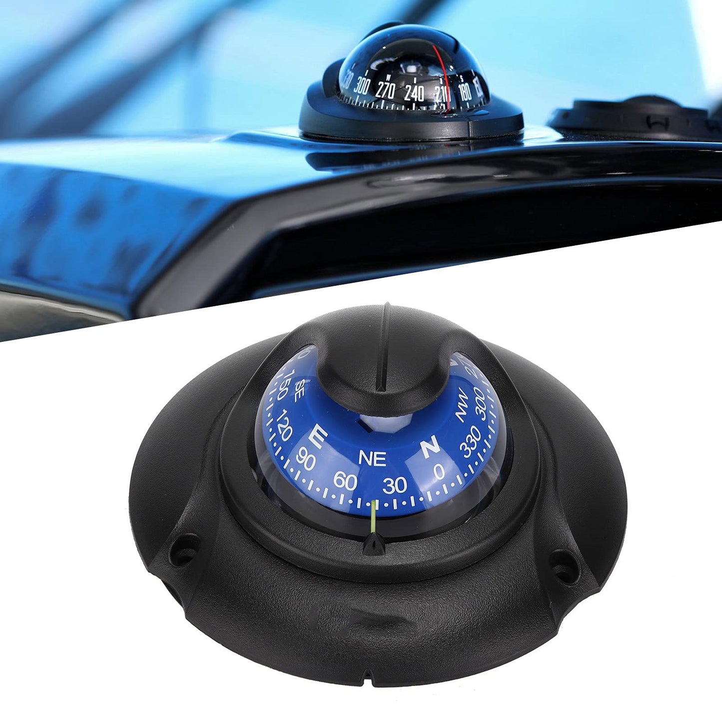Entatial Flush Mount Compass, Reliable Marine Compass ABS for Travel for Vehicles for Boating for Marine