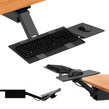 Uncaged Ergonomics KT2-b Under-Desk Adjustable Height & Angle Sit to Stand Up Keyboard Tray with negative tilt Best standing desk computer keyboard holder drawer