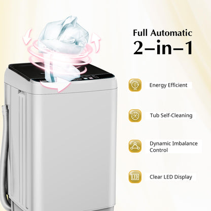 Portable Washing Machine 17.7lbs Full Automatic Portable Washer Machine for Apartment, 10 Wash Program Tub Self-cleaning Small Washing Machines for Dorm, Home, RV, Apartment, Off-White
