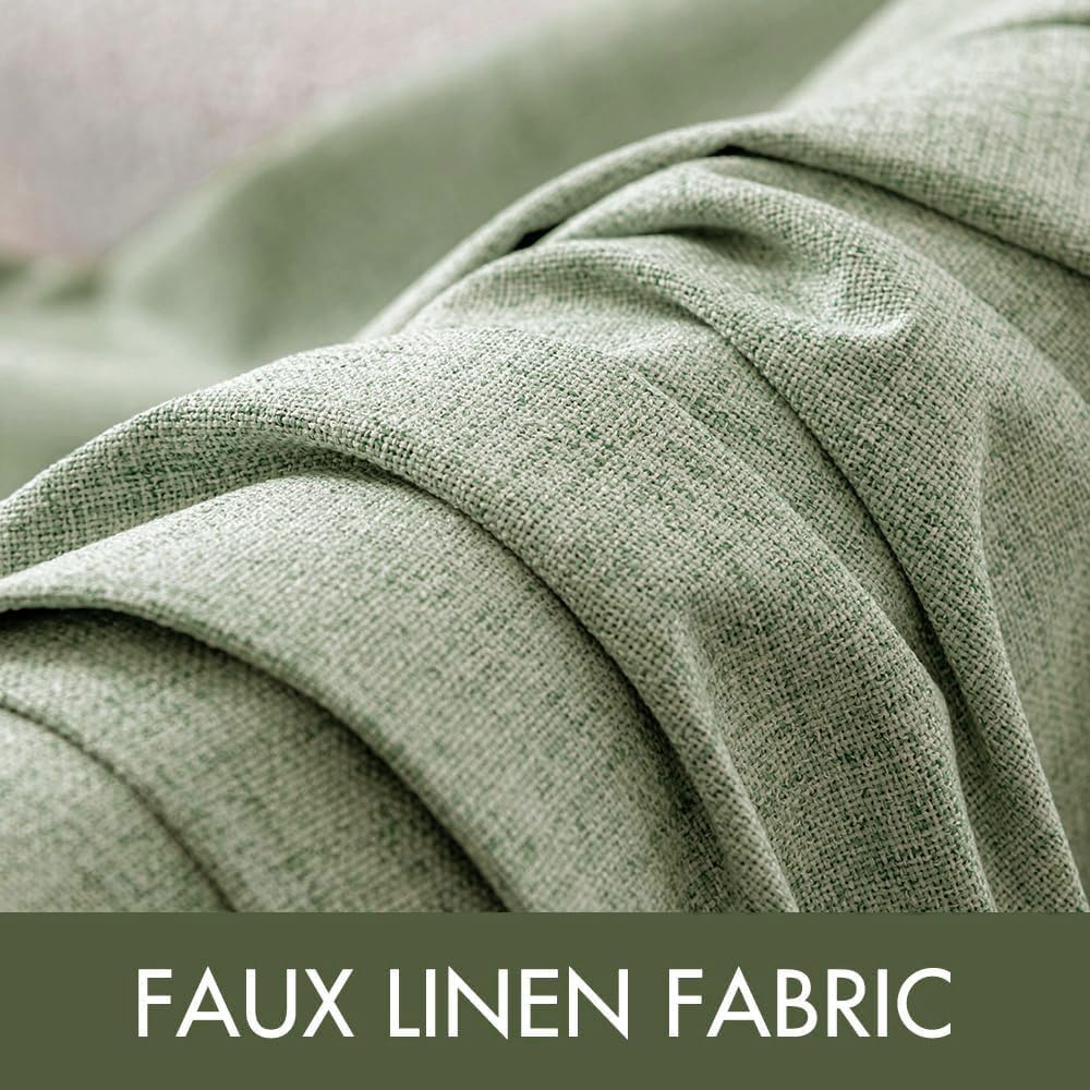 MIULEE Blackout Curtains - 100% Thermal Insulated Linen Texture Drapes | Sage Green, 52x72 Inch (2 Panels)