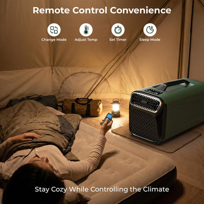 5200 BTU Portable Tent Air Conditioner for Camping, RV, Truck, Fishing. 400W Consumption Fast Cooling AC Unit for Outdoor Indoor Using, 4-in-1 Portable AC for Road Trips, Camping Adventures(Green)