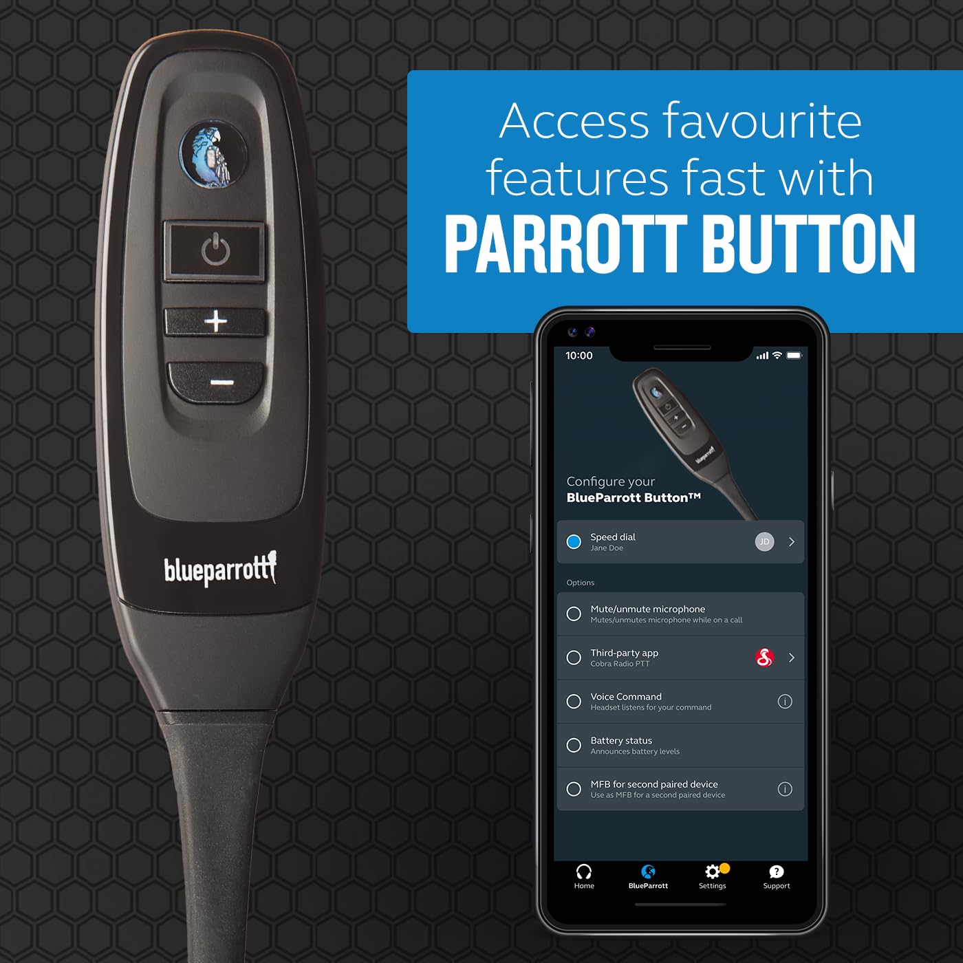 BlueParrott C400-XT Mono Bluetooth Wireless Headphones 96% Noise Canceling Trucker Headset with Mic, Convertible Over Head to Behind Neck Style with 300 ft. Wireless Range, 24 hrs. Talk Time, Black