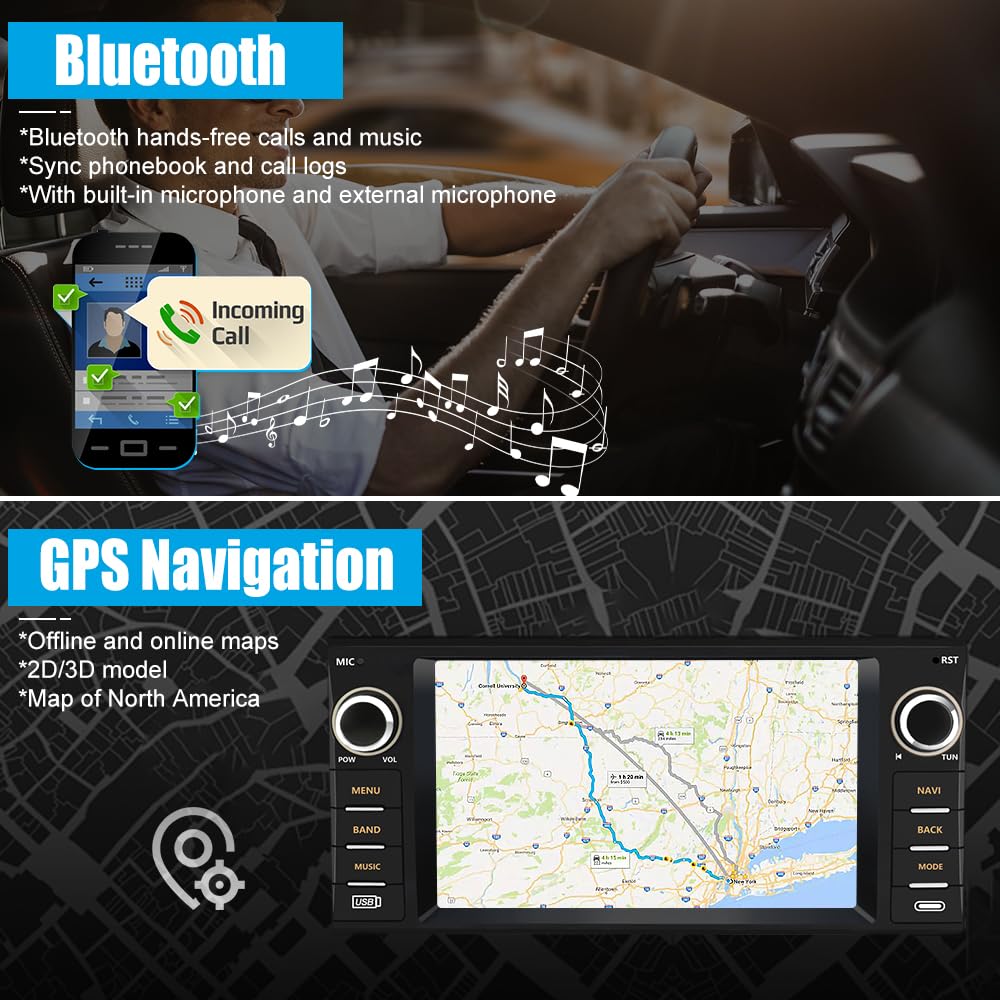 AWESAFE Android Car Radio for Jeep Wrangler JK 2007-2018, Dodge Ram 1500 2500 3500, Jeep Compass Patriot 2009-2016, Touch Screen Jeep Jk Radio with Carplay Android Auto AM FM