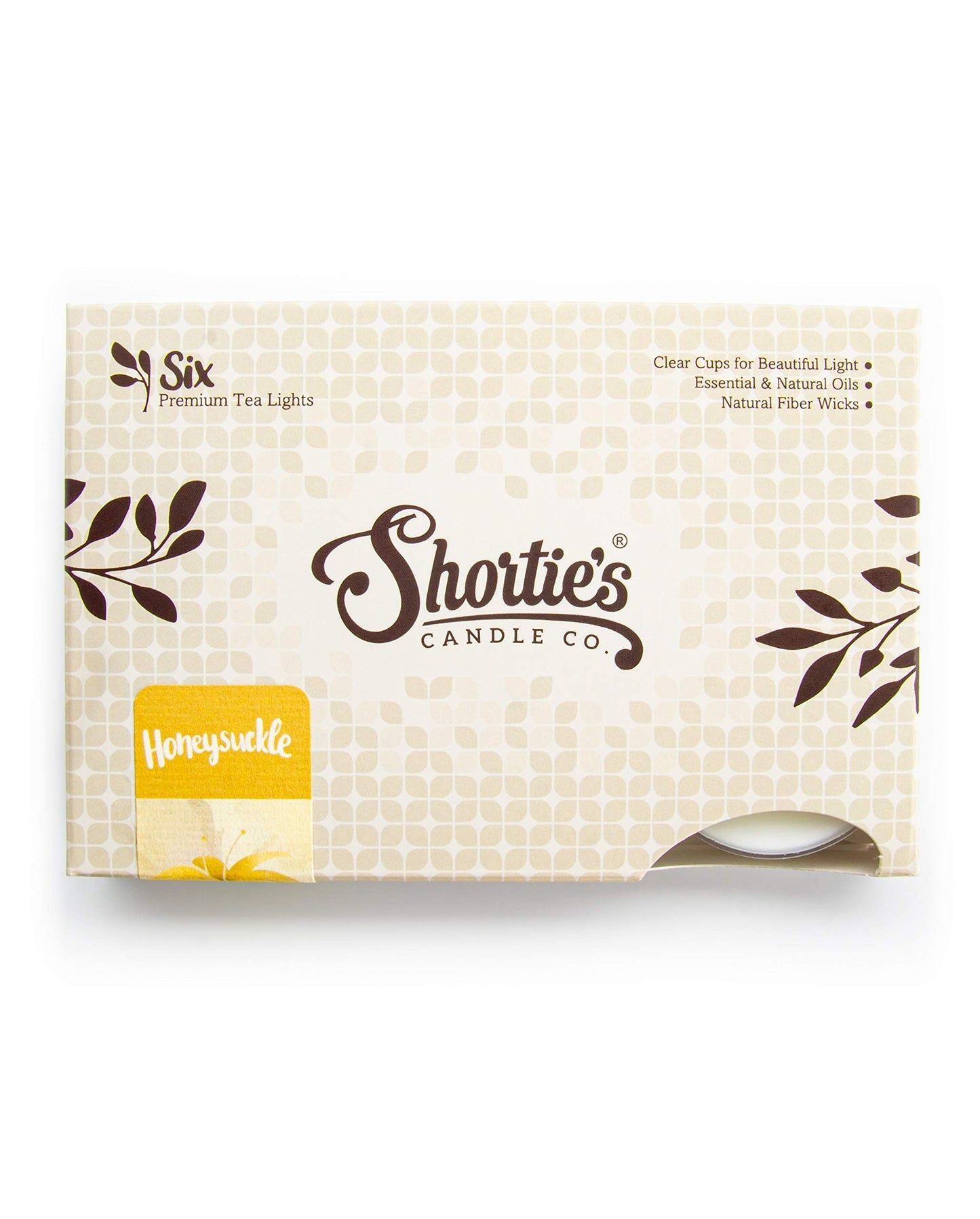 Shorties Candle Company Pure Honeysuckle Tealight Candles - 12 Highly Scented White Tea Lights - Model 45065 - Flower Collection