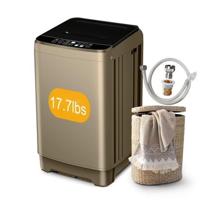 Zyerch Portable Washing Machine 17.7lbs Full-Automatic Compact Washing Machine for Apartment, 10 Wash Program Small Washer for Dorm, Portable Washer for RV, Home, Gold