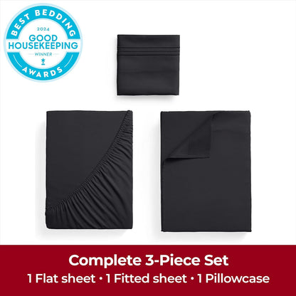 Mellanni Extra Deep Twin XL Sheets - Hotel Luxury Bedding Set | Ultra Soft, Cooling, Stain Resistant (Black)
