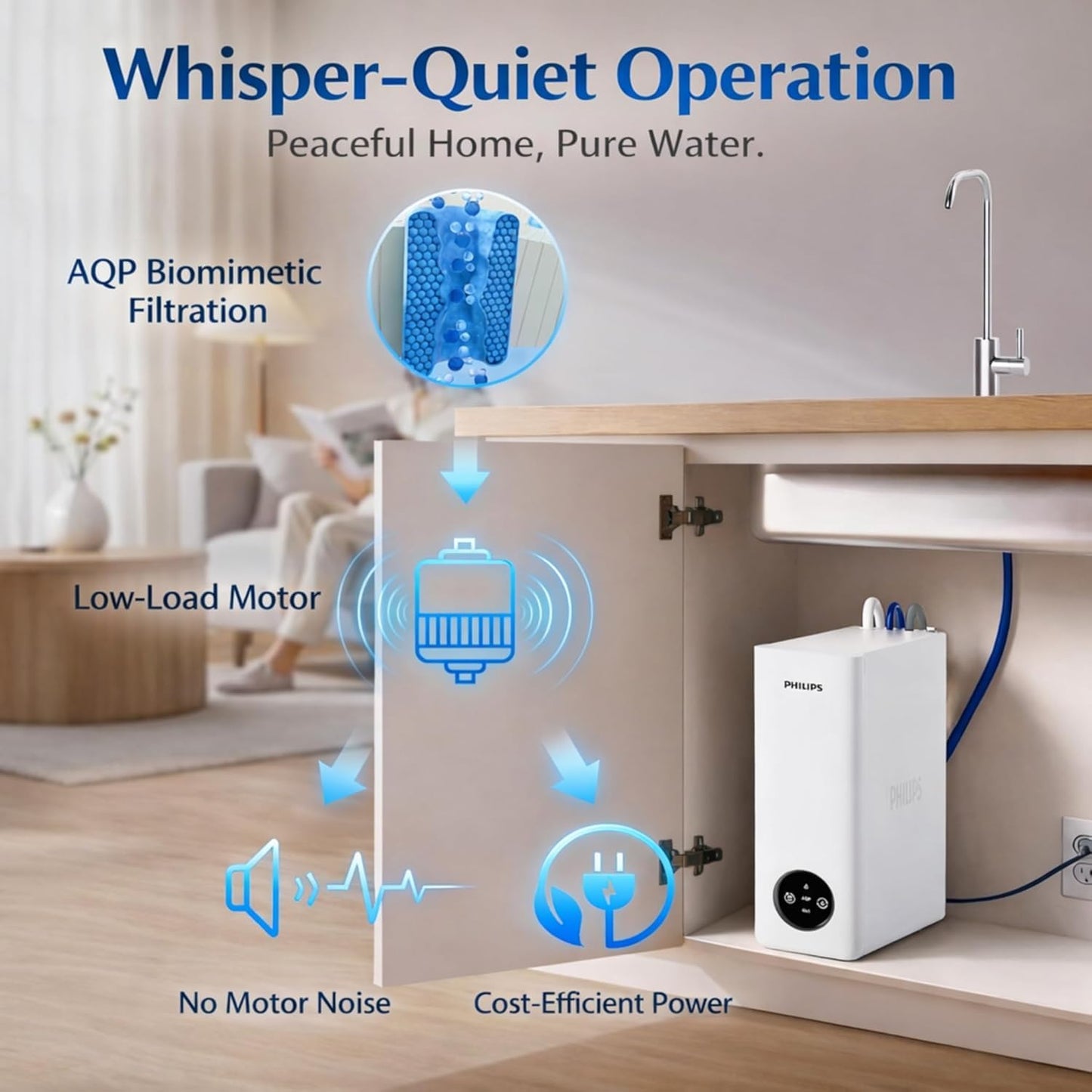 Philips 600 GPD Reverse Osmosis Water Filter System, Low Filter Cost RO System, 2.3:1 Pure to Drain Under Sink Water Filter, Tankless RO Water Filtration, Reduces TDS, NSF/ANSI 372 Certified, AUT9360
