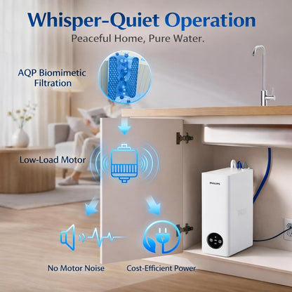 Philips 600 GPD Reverse Osmosis Water Filter System, Low Filter Cost RO System, 2.3:1 Pure to Drain Under Sink Water Filter, Tankless RO Water Filtration, Reduces TDS, NSF/ANSI 372 Certified, AUT9360