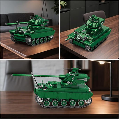 Reobrix AMX-13 Light Tank Building Set 1:28 Scale Military French Tank Model Toy Set for Military Fans 1037 PCS Collectible Building Block Kit Ideal Gift for Adults Boys Age 14+