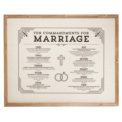Creative Brands Faithworks - Wood Framed Linen Wall Art, 20 x 16-Inch, 10 Commandments of Marriage