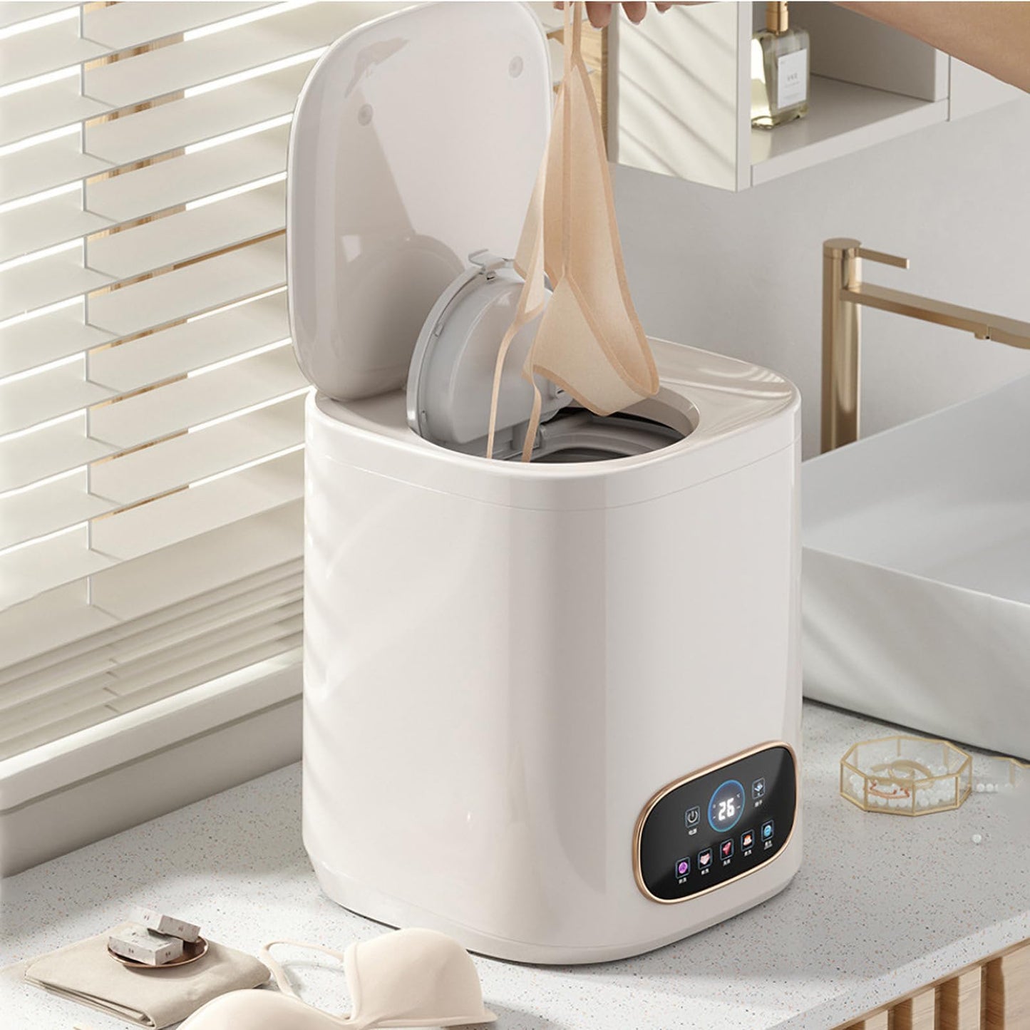 Portable Fully Automatic Washing Machine, 9L Compact Underwear Mini Washer with LCD Touch Control Screen, One-Touch Operation, Easy Installation, Ideal for Apartments, Dorms, RVs & Travel, 110V