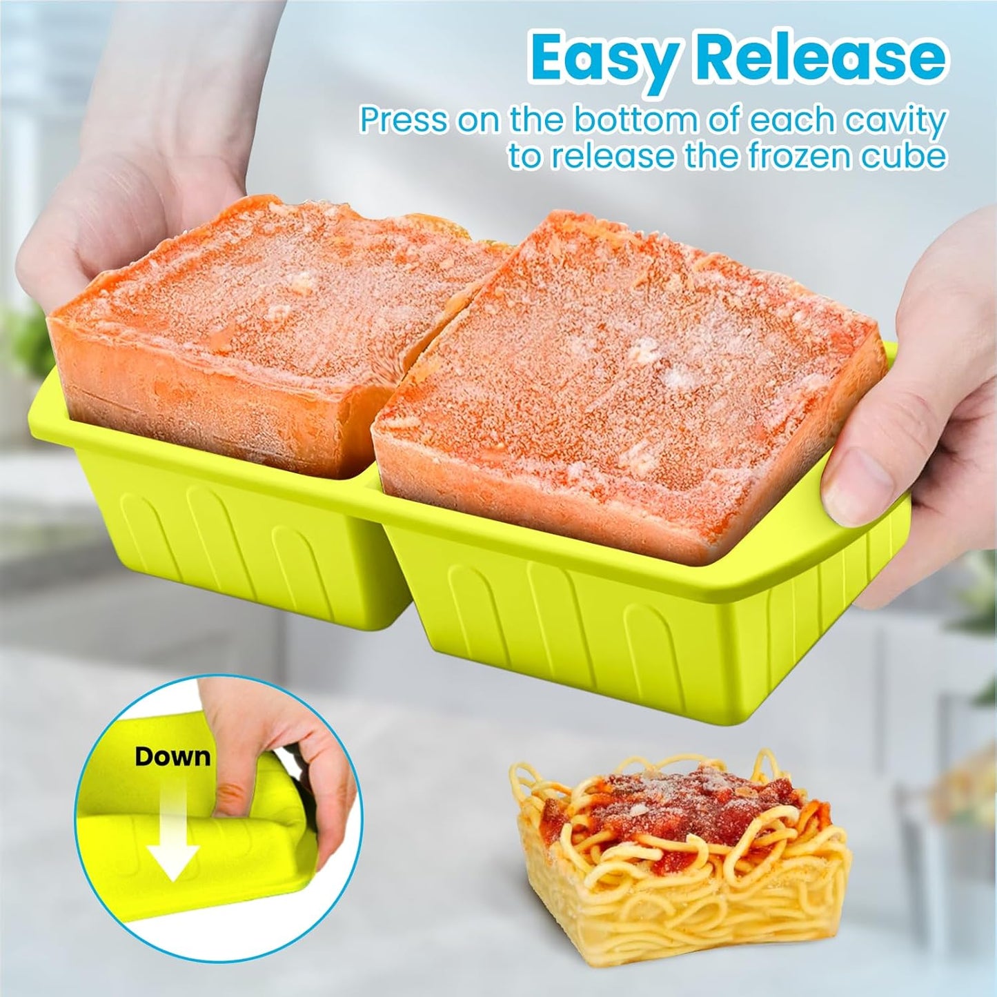 Skiennix Silicone Freezer Trays - 2 Pack with Lid for Easy Storage | Leakproof Soup Molds, 2 Cup