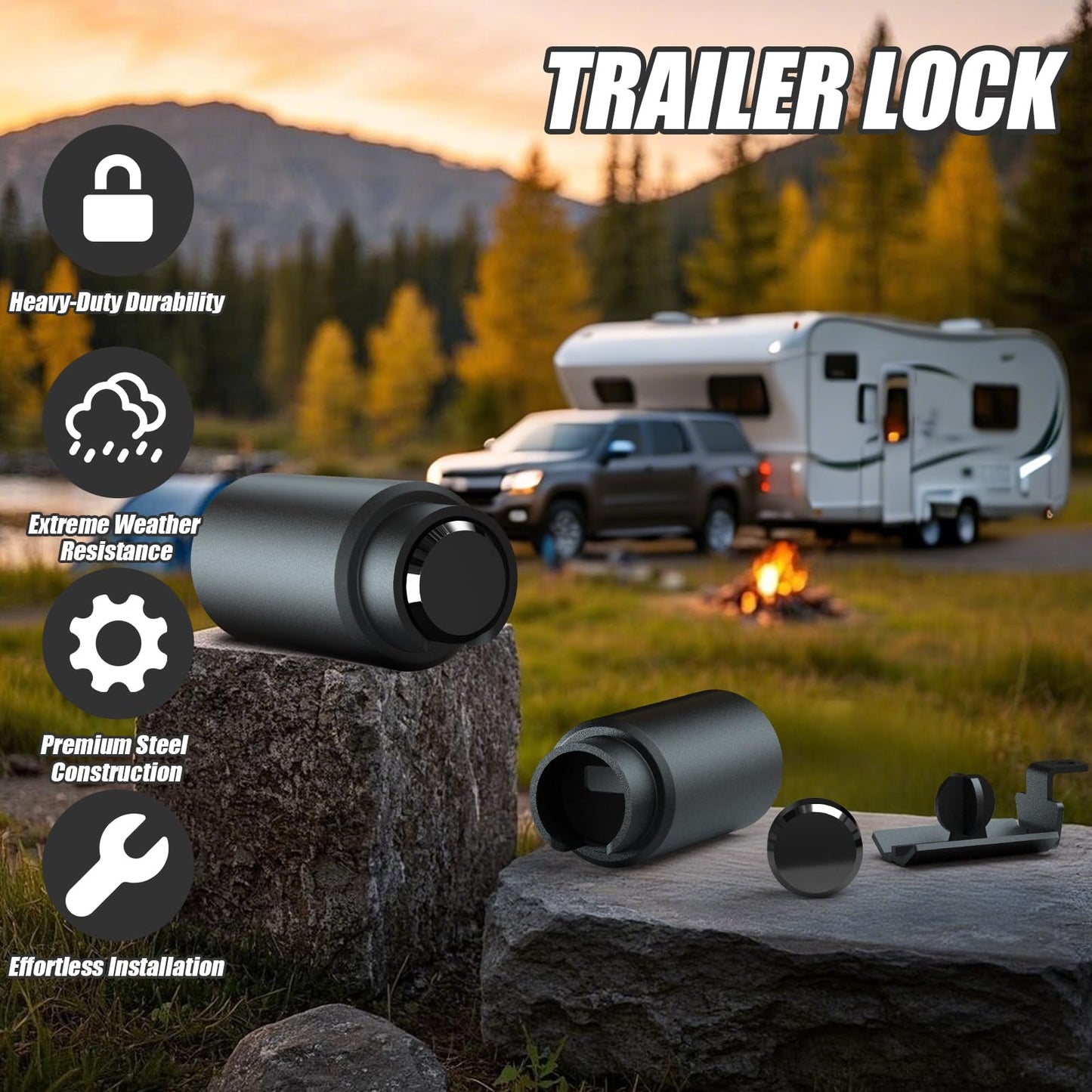 NiwNiw 2516-B Heavy Duty Trailer Hitch Lock 2-5/16 Inch Bulldog or Ram Ball Coupler Anti-Theft,Travel RV/Camper/Boat/Truck/ATV/UTV/Flatbed/Cargo/Dump/Utility Trailer Tongue Lock Secure Design
