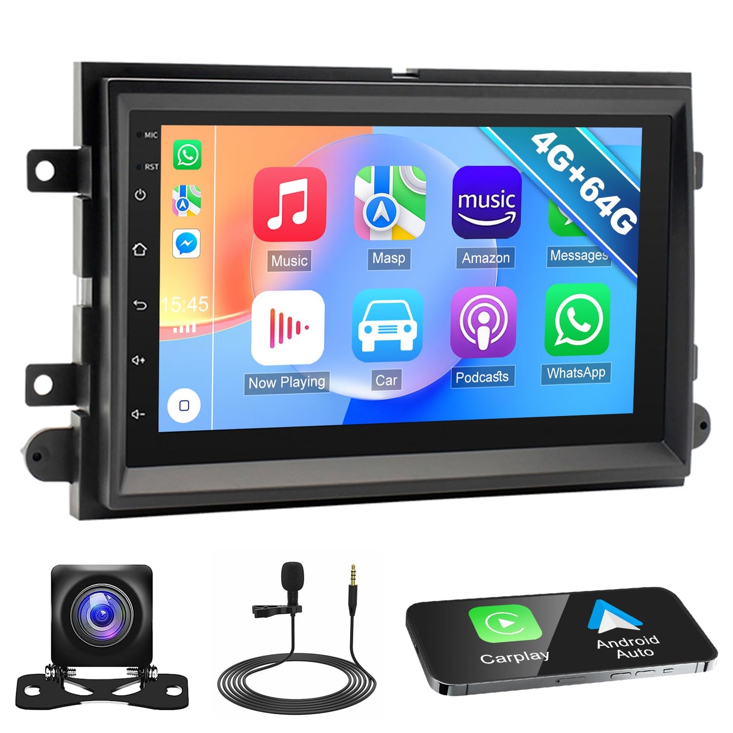 7" Car Stereo Radio for Ford F150/F250/F350 2004 2005 2006 2007 2008 2009 2010 2011 2012 2013 2014, Android 13 Car Radio with CarPlay Android Auto, Support GPS Navi Bluetooth SWC FM DSP Backup Camera