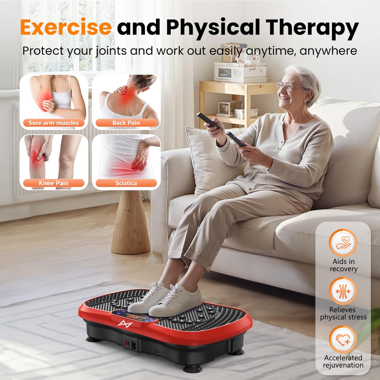 AXV Vibration Plate Fitness Platform Exercise Machine Vibrating Shaking Full Body Shaker Workout Vibrate Stand Shake Board Sport for Weight Loss Fat Burner for Gym Home Office