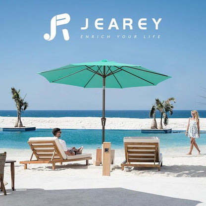 JEAREY 9FT Outdoor Patio Umbrella - Market Umbrella with Push Button Tilt & Crank | UV Protection, Waterproof (Teal)
