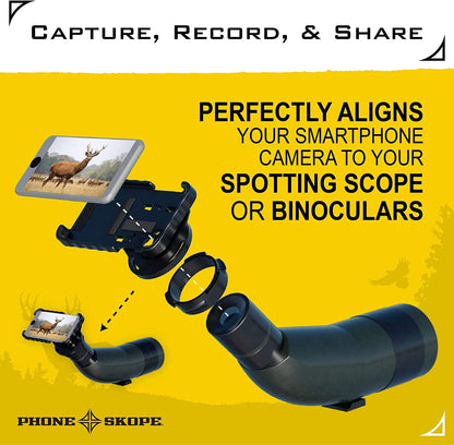 Phone Skope Complete Digiscoping Kit: Ideal Scope Camera for Hunting/Birding/Stargazing - Phone Scope Adapter Kit Includes Phone Scope Mount Case, Eyepiece Adapter, Lens Cloth - Fits Most Smartphones