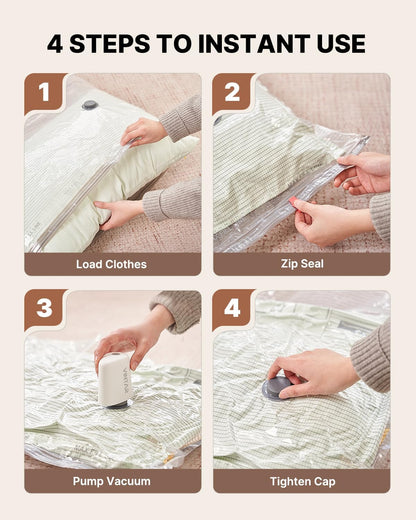 VINTAR Vacuum Seal Bags - 24 Pack Space Saver Storage with Rechargeable Cordless Pump | Ideal for Travel & Bedding