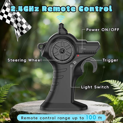 Dinosaur Remote Control Car 2.4GHz Monster Truck Toys Rechargeable RC Cars 1:24 Scale RC Truck with LED Light Movable Mouth Dinosaur Cars Toys for Kids Boys 6-8 8-12 Birthday Gift Blue