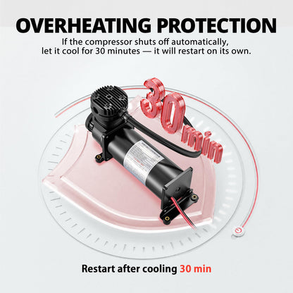 EVIL ENERGY 200PSI Air Horn Suspension Compressor for Car 12V Heavy Duty 3/8 NPT Onboard Air Ride Compressor for Train, Truck, Inflating Tires, Suspension Systems, Train Horn, DIY Pneumatic Tools