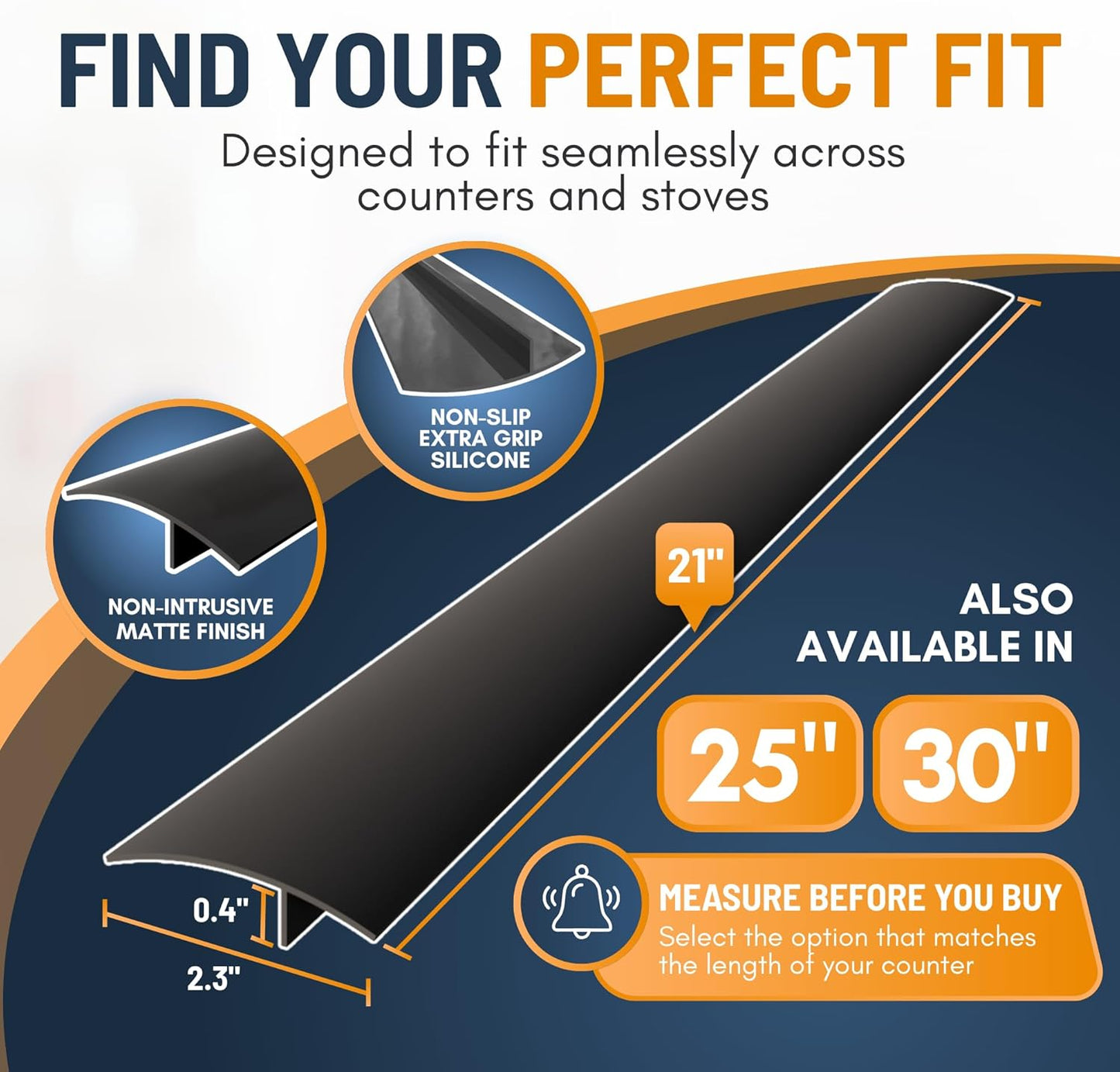 Linda’s Essentials Silicone Stove Gap Covers - Heat Resistant Oven Gap Filler | Easy to Clean (21 Inches, Black)