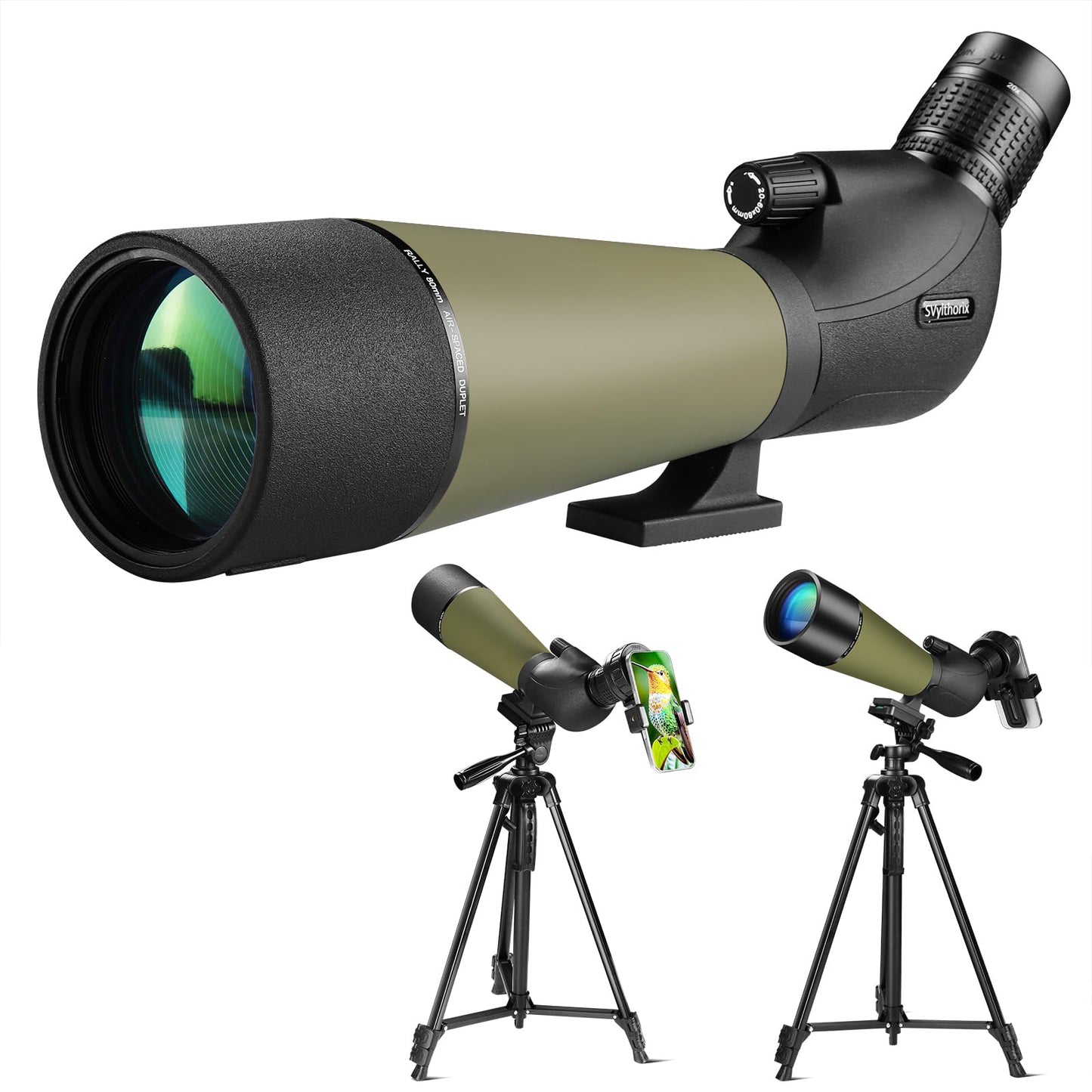 SVylthorix 80mm Spotting Scope with Standard Tripod, Waterproof Fog-Proof Spotter Scope + Phone Adapter & Carrying Bag - BAK4 Prism for Bird Watching, Wildlife Observation, Outdoor Hiking, Stargazing