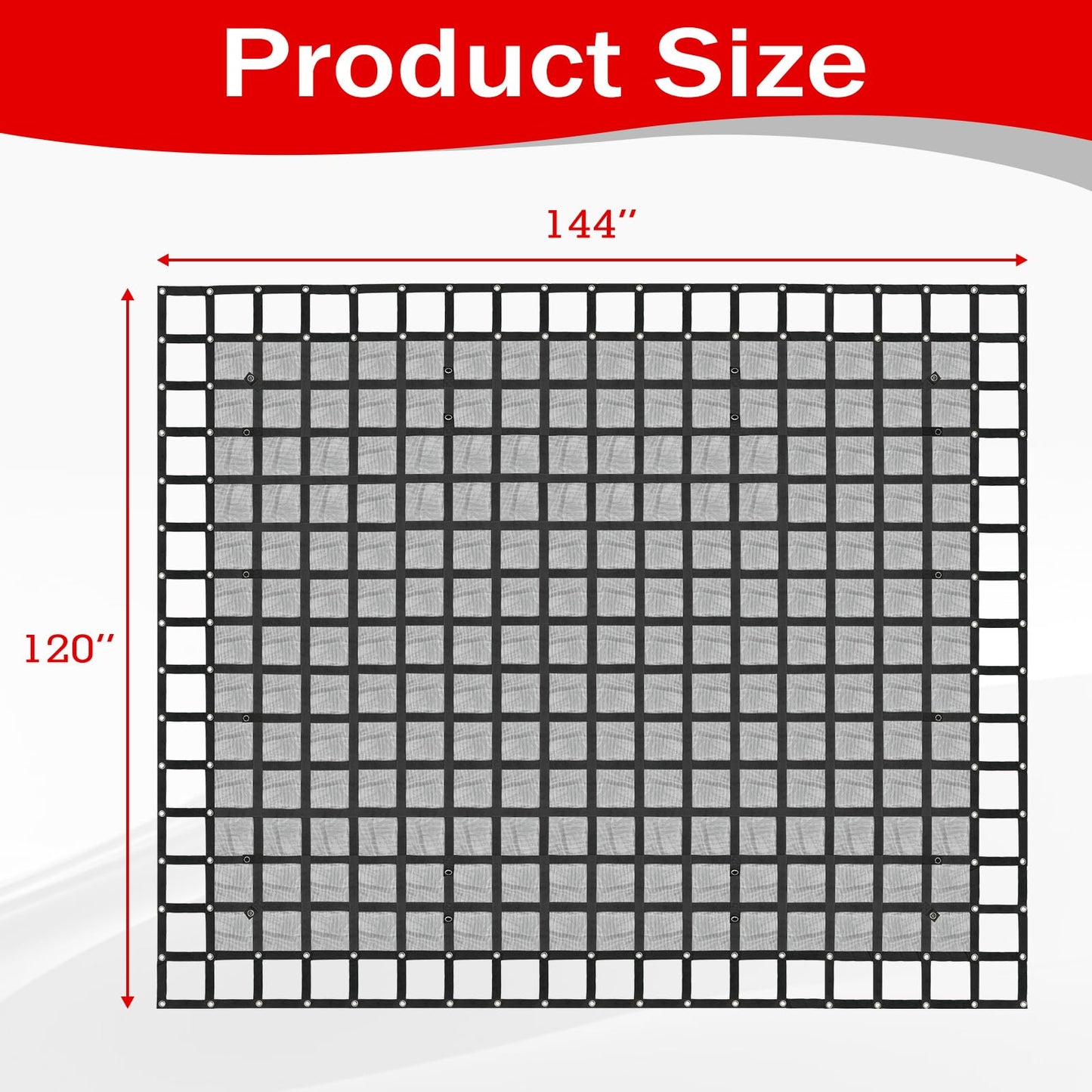 BIGREAT Heavy Duty 120" x 144" Truck Bed Cargo Net with Adjustable Cam Buckles & S-Hooks & Cross Strap,10' x 12' Cargo Net with 1500LBS Capacity for Pickup Truck Bed Trailer SUV Jeeps