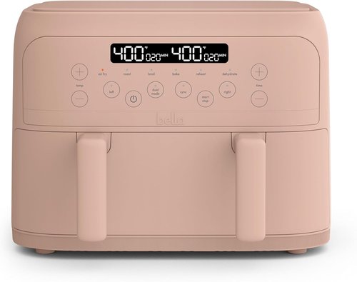 Bella 4 Qt TriZone Air Fryer - EverGood™ Ceramic Nonstick, Dual Basket Design, Digital Touchscreen, 1200 Watt, Blossom