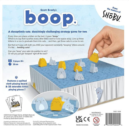 BOOP by Smirk and Dagger | Adorable 2 Player Cat and Kitten Strategy Game with 32 Wooden Pieces | Fast Tactical Puzzle Gameplay for Families Couples Kids and Adults | Ages 10+