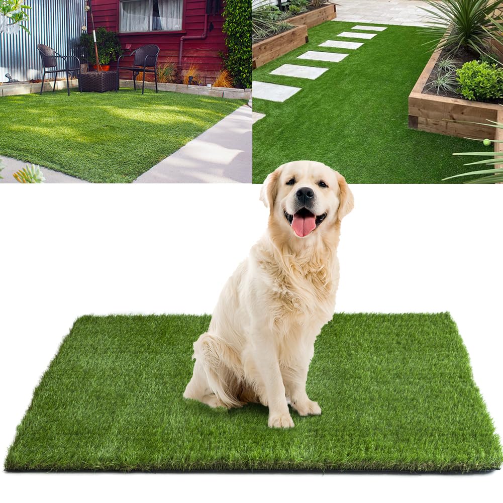 SUWUYUE Artificial Grass Turf Outdoor, 1.77" Extra Thick 6FT x 15FT Fake Realistic Pet Poppy Grass Rug Synthetic Lawn Carpet, Astroturf Faux Indoor Landscape for Patio, Garden, Yard, Balcony