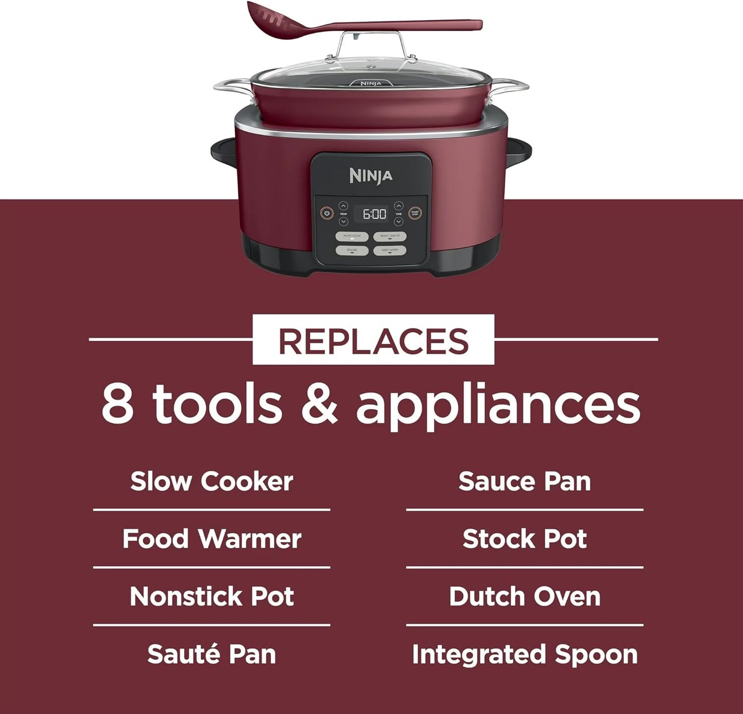 Ninja MC1000 Foodi PossibleCooker - 8.5 Quart Multi-Cooker with 4-in-1 Functionality & Glass Lid