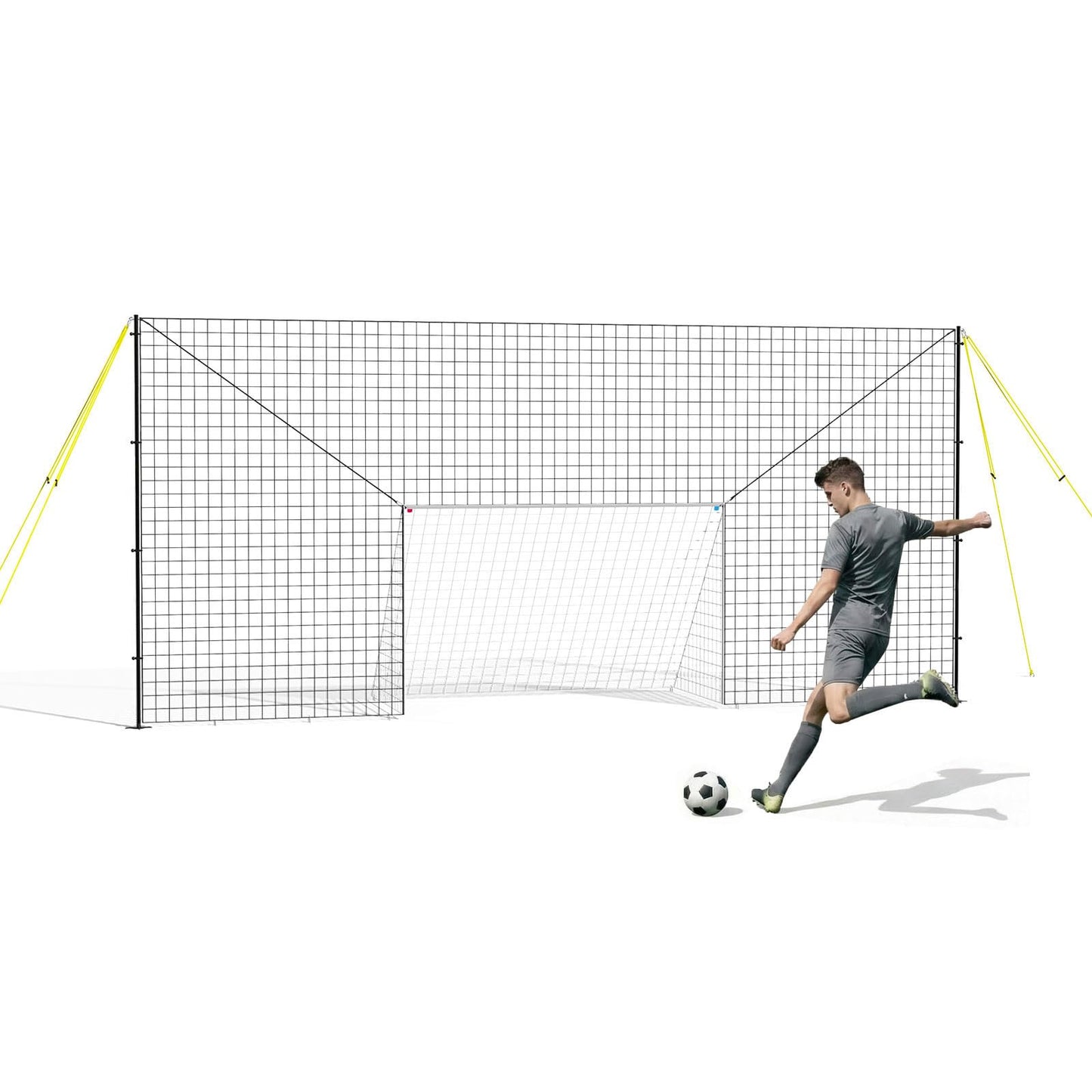 3-in-1 Soccer Goal with Rebounder & Backstop Net, Soccer Training Equipment for Backyard, Soccer Rebounder for Shooting, Passing & Ball Control, Kids & Youth (Junior)