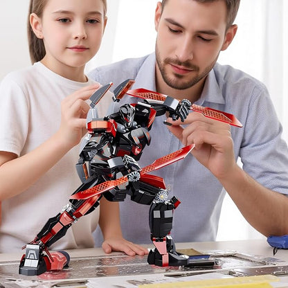 Black Wanderer Mech Building Set 585 Pieces Dark Robot Action Figure with 2 Weapon Modes Ronin Destroyer Model Kit Anime Gift for Adults Teens