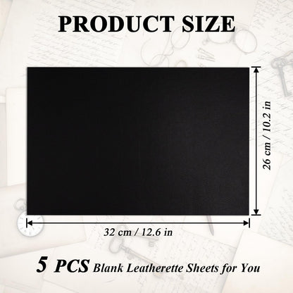 5 Pack Laserable Faux Leatherette Sheets Iron-On Leather Patches with Heat Press Adhesive Backing for DIY Hats, Caps, Beanies, Shirts, Laser Engraving & UV Printing Craft Supplies（Black White）