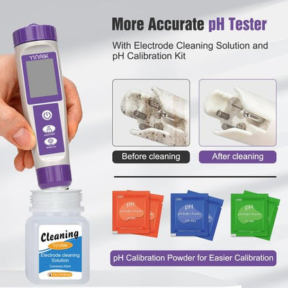 Hydrogen Water Tester, TDS Meter Digital Water Tester, ORP Meter for Drinking Water, YINMIK 6 in 1 pH Meter for Kombucha, PPM pH EC Tester for Hydroponic, H2 Meter for Hydrogen Water Tablet