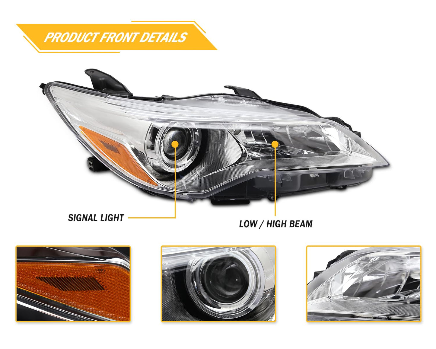 Kspeed Headlights Fit 2015 2016 2017 For Toyota Camry LE/SE/XLE Replacement Former Ones with Waterproof Property,Passenger and Driver Side
