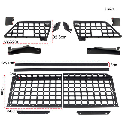 2020-2024 for Ford Explorer Modular Storage Panel Shelf Modification Molle Panel Rear Trunk Debris Rack Storage Carrier Trunk Organizer Kit Black Aluminum Alloy