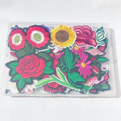 30pcs/1 Box Cuncuny Assorted Flower Cuncuny Kids Girls Patch Sewing on/Iron on Patch Applique DIY Craft Embroidered Applique Patches (Assorted Flowers)