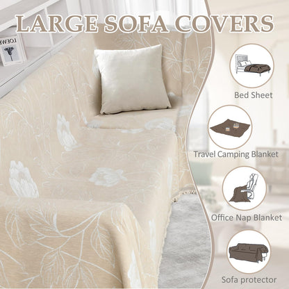 SYJOVIA 1OO% Waterproof Sectional Couch Covers for Dogs L Shaped Corner Sofa Cover Washable Chenille Sofa Slipcovers Blanket Modern Jacquard Pet Furniture Protector (91"x276", Beige Flower)