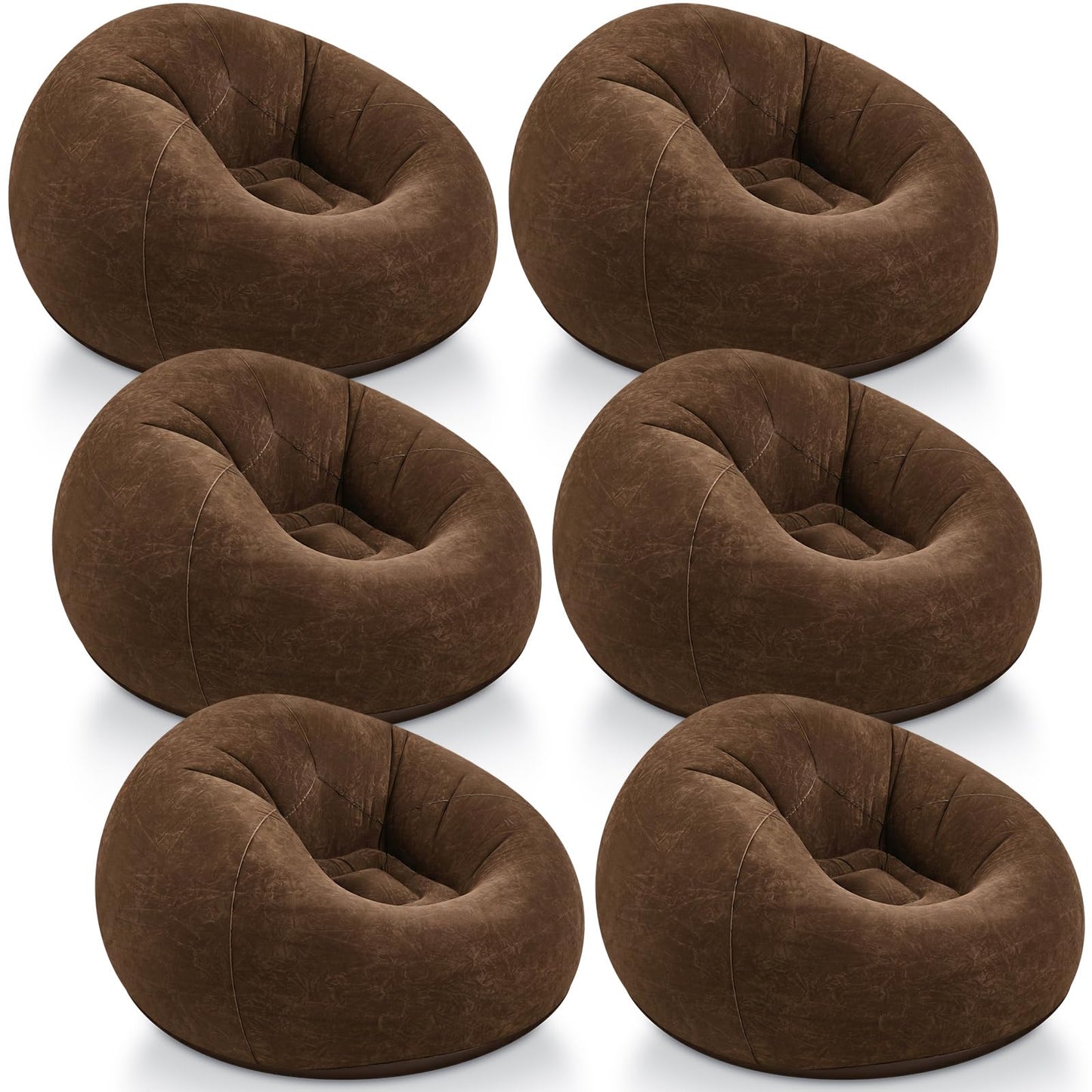Realspring Inflatable Bean Bag Chairs Outdoor Blow up Camping Chairs Inflatable Lazy Sofa Folding Portable Bean Bag Loungers Couch(Dark Coffee,6 Pcs)