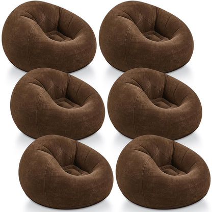 Realspring Inflatable Bean Bag Chairs Outdoor Blow up Camping Chairs Inflatable Lazy Sofa Folding Portable Bean Bag Loungers Couch(Dark Coffee,6 Pcs)