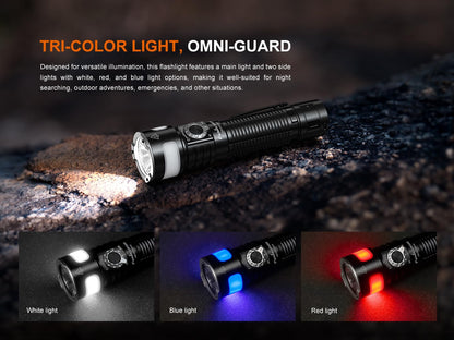 Fenix LD35R 1800 Lumens USB-C Rechargeable Flashlight, with White, Red, and Blue Multi-Color Outputs 360 Degree Illumination and Lumentac Organizer