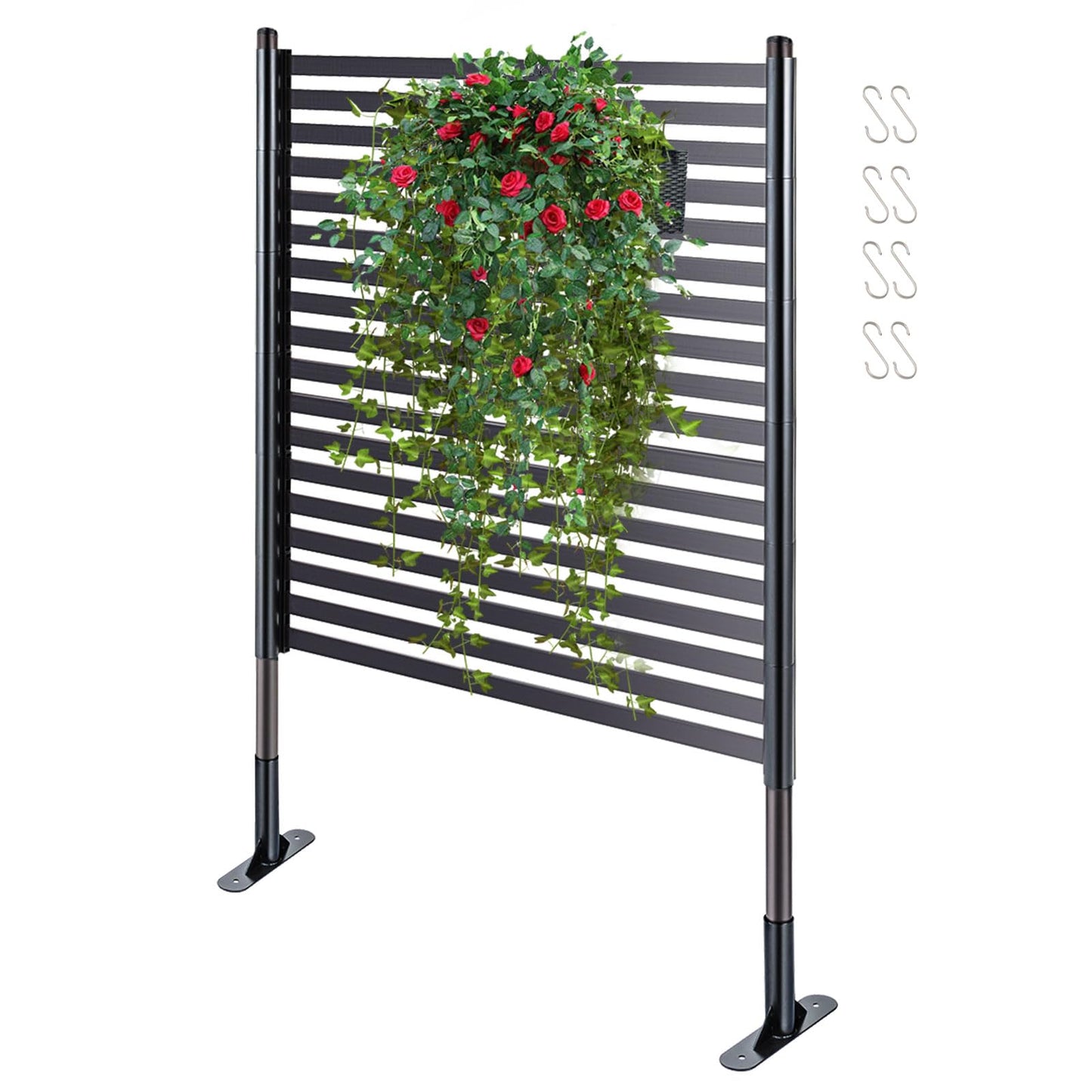Ajikgn Freestanding 3FT W x 4FT H Outdoor, PE Galvanised Steel Pipes with UV & Rust Resistant Coating, Splicable Decoration Fence Privacy Screen, 36.1x8.7x47.2 Inches, Brown