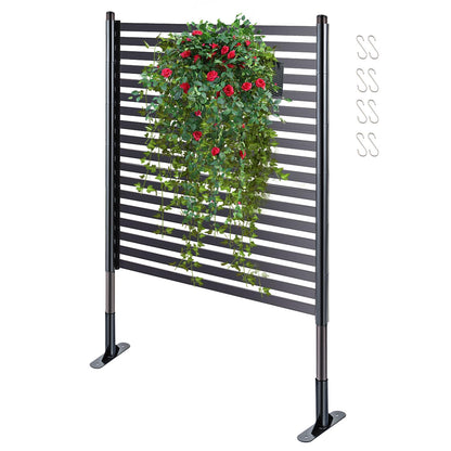 Ajikgn Freestanding 3FT W x 4FT H Outdoor, PE Galvanised Steel Pipes with UV & Rust Resistant Coating, Splicable Decoration Fence Privacy Screen, 36.1x8.7x47.2 Inches, Brown