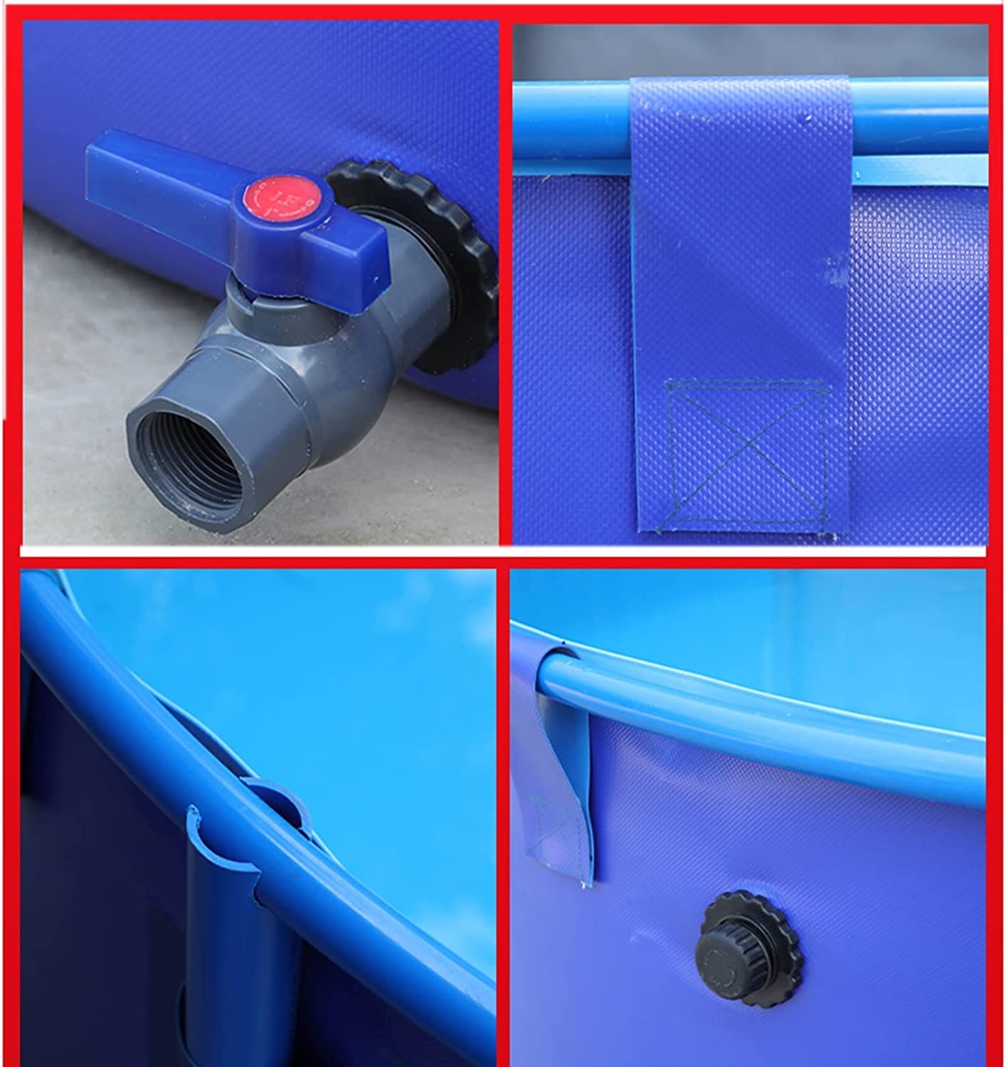 Canvas Fish Pond PVC Frame Above Ground Fish Pond 6.5ftx3ft Portable Aquaculture Tank for Koi Culture Agricultural Irrigation Water Storage Tank,Belt frame/3100L