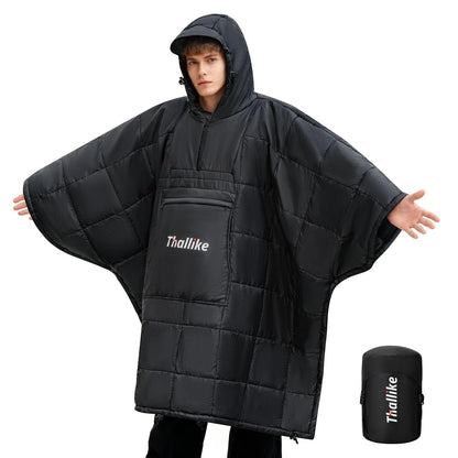 Thallike 3 Person Outdoor Camping Chair & Warm Oversized Camping Blanket with Hood